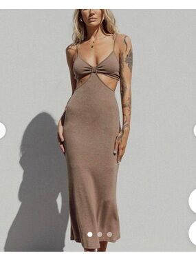 Princess Polly Jocelyn Cutout Brown Midi Dress